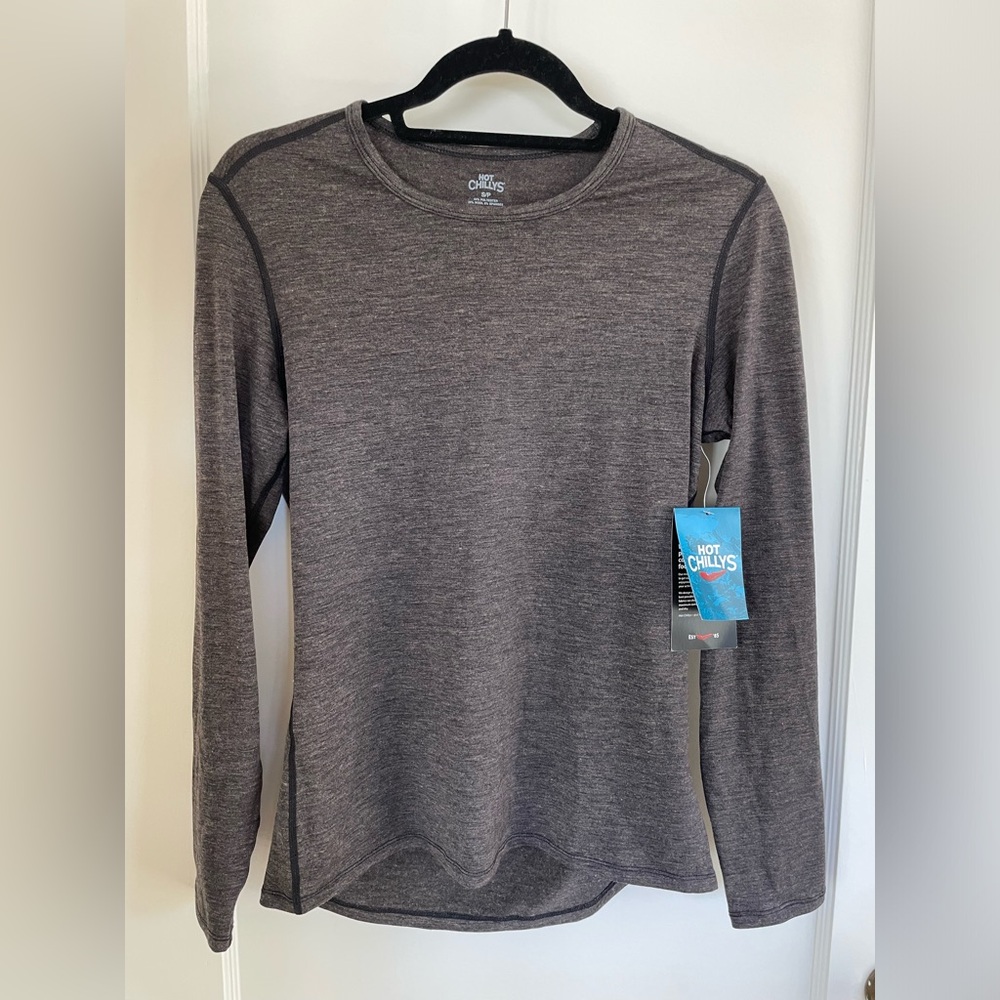 NWT Hot Chillys long sleeve gray merino shirt, women’s small